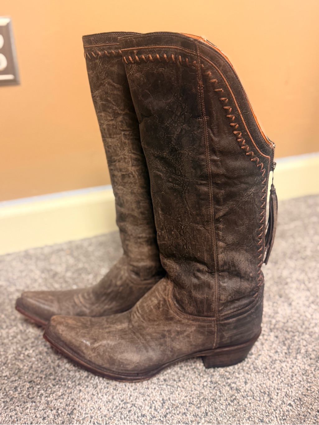 Lucchese Brown Leather Tall Cowboy Boots — image 2 of 6